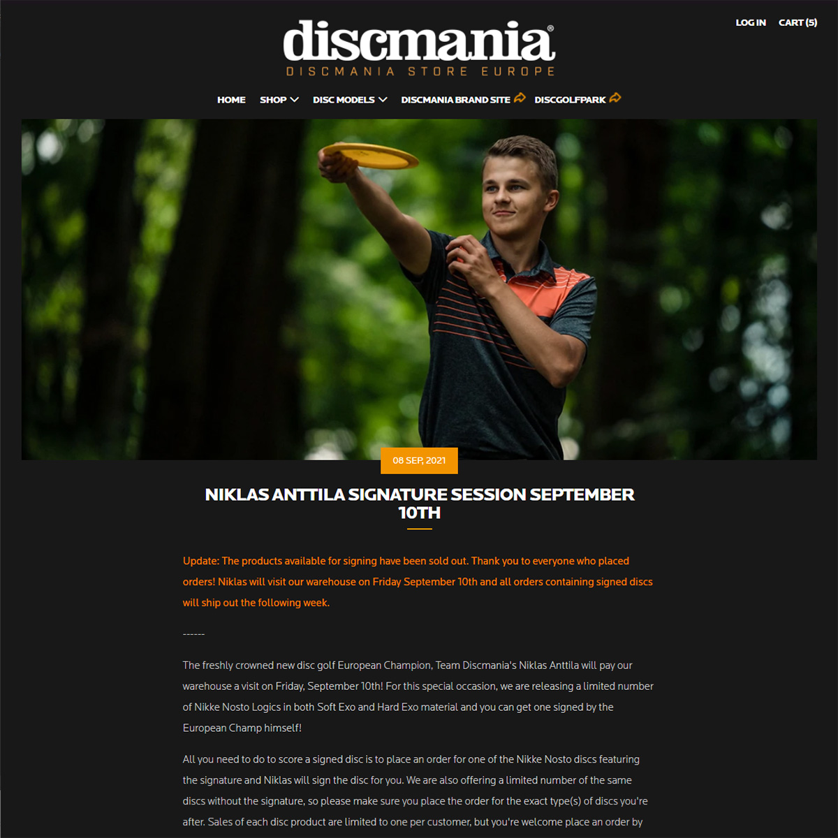 Discmania Store Europe - blogi Niklas Anttila