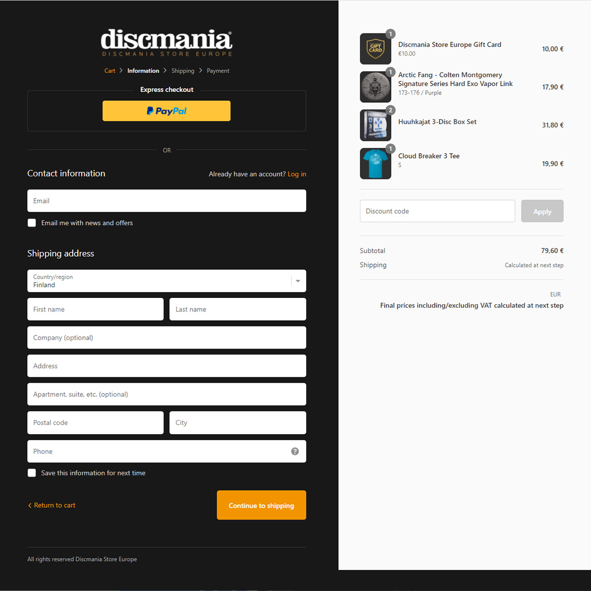 Discmania Store Europe - kassa